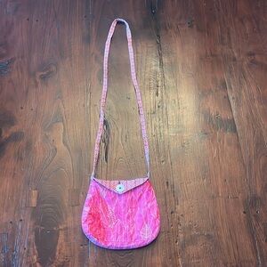 Handmade reversible small purse button closure pink floral